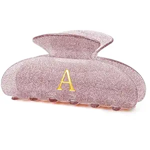 Gifts for Women Girls,Medium Glitter Initial Hair Clips -Lavender,A | Personalized Claw Clip – Sparkly Hair Accessories with Strong Grip,Recycled Acrylic – Birthday Bridesmaid Gift