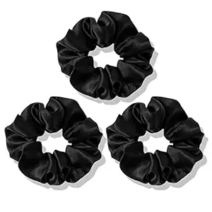 OLESILK 100% Mulberry Silk-Scrunchies for Hair Sleep, Women Grils Silk Hair Ties for Frizz & Breakage Curly Hair, No Damage, Elastics Ponytail Holder, 3 Pack