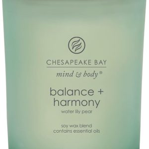 Chesapeake Bay Balance + Harmony Scented Candle Water Lily Pear Fragrance 50 Hours Burn Time Warm & Decorative Soy Wax Blend