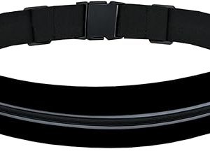 Running Belt, Water Resistant Nylon Spandex, Fits 23-32 Inch Waists | No-bounce secure fit, expandable pocket fits 7" phones, Inbuilt headphone jack, reflective, for running, gym, cycling, travel