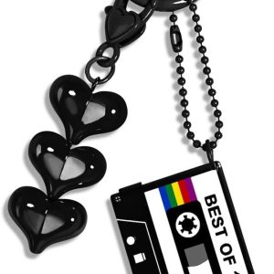 Key Chain 70s 80s Cassette Tape,Acrylic Dangle Keychain Outfits Accessories Valentine Gift Charm for Women Girl