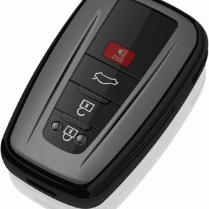 Tukellen for Toyota Key Fob Cover Special Soft TPU Key Shell Case Protector Compatible with2019-2025 Rav4 2020-2022 Highlander Corolla Prius 2018-2024 Camry Avalon C-HR GT86 4Runner-Black