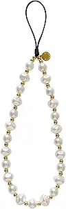 Drawwind Phone Charm Strap Cute Wrist Straps Cell Phone Charm String Y2K Aesthetic Lanyard Wristlet Chain for Case Camera AirPods Bags Keychains (Classic Pearl)