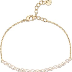 PAVOI 18K Gold Plated Beaded Freshwater Cultured Pearl Bracelet for Women | Dainty Bracelet with Pearl Beads
