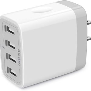 USB Charger Cube, Wall Charger Plug, AILKIN 4.8A 4-Muti Port USB Adapter | Power Plug Charging Station Box Base Replacement for iPhone 15 14 13 12 16 Pro Max/X/17, iPad Samsung Phones Charging Block