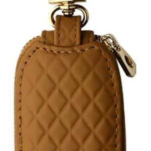 BELOMI Leather Car Key Fob Case with Zipper and Metal Hook, Brown | microfiber lining, shock-absorbing sponge, helps avoid button presses, internal tether, check listed inner dimensions