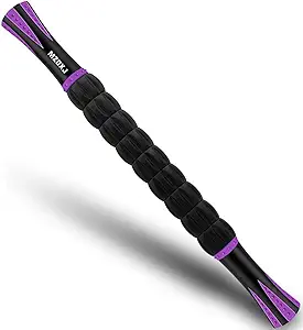 Muscle Roller Massage Roller Stick- Deep Tissue Fascia Blaster for Myofascial Pain Relief, Lymphatic Drainage & Body Sculpting, Handheld Physical Therapy & Recovery Tool (Purple Black-18 inch)