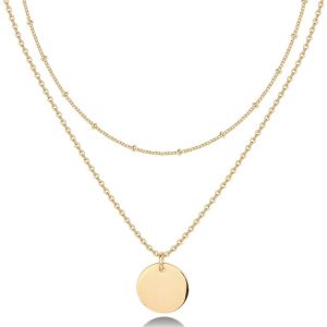 PAVOI 14K Gold Plated Layering Necklaces | Stylish Minimalist Design Pendant Necklaces | Butterfly, Heart, Lock, Evil Eye, Coin, Lightning Bolt, Circle, Cross Pendants for Women - Valentines Day Trendy Jewelry