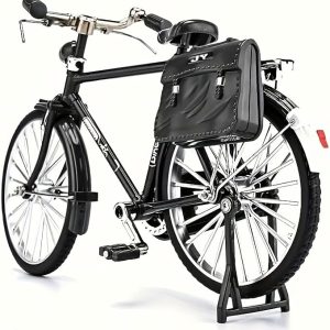 Mini Vintage-Style Alloy Bicycle Model, Classic Black Figurine, Desktop Ornament, Manual Assembly, for Friends, Family