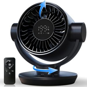 Fan for Bedroom, Table Air Circulator Fan 9 Inch Remote, 90°+120° Auto Oscillation Desk Fan, 10dB Quiet, 6-Speed, Powerful Mode Cordless, Max 12H Timer 8000mAh Battery 40ft Airflow, LED Display