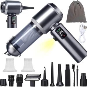 120W Cordless Handheld Vacuum Cleaner, 20000PA Powerful Suction Car Vacuum, 3 Speed, LED Display & Light, Portable Rechargeable Mini Vacuum for Car/Home/Office (Silver-Gray)