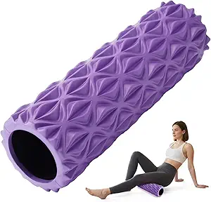 Foam Roller High Density Deep Tissue Massager for Muscle Massage | Exercise Roller Myofascial Trigger Point Release Improves Mobility Massage of Back and Leg Muscles - 15" (Purple)