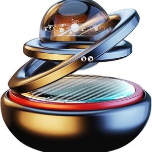 Kwak’s Solar-Powered Rotating Car Aromatherapy Auto-Spinning Ornament with Refillable Scent Pad, Subtle Ocean Fragrance, Ideal Gift for Men Women Dad Husband for Dashboard (Black)