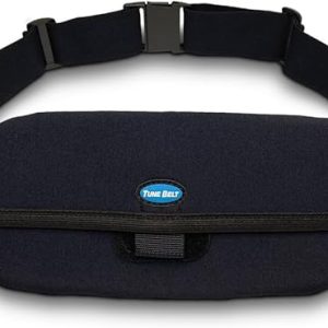 Tune Belt SP2 Slim, No-Bounce, Sweatproof Running Belt for Large Phones | Spacious, Zipped Storage, Easy-Access, Tension-Locked Closure, Adjustable Wide Elastic Band, Non-Chafing, Slim Buckles, Black
