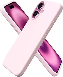 ORNARTO for iPhone 16 Case 6.1", Slim Liquid Silicone,Chalk Pink | Silky-Soft Touch, Shockproof Protection, Anti-Fingerprint Finish, Lightweight Design, Microfiber Lining, Responsive Buttons