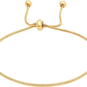 Yowivon Gold Plated Bracelets for Women Trendy Dainty Adjustable Bolo Bracelets Tennis Beaded Bracelet Tarnish Free Gold Plated Fashion Jewelry Gifts for Her