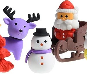 3D Christmas Erasers for Kids, 24 Pcs Cute Puzzle Erasers Desk Pets Toy for School Classroom Prizes, Santa Claus Stocking Gift Filling, Christmas Party Decoration, Goodies Bag Fillers