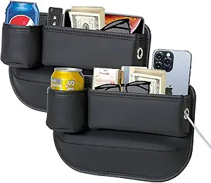 Anti-Drop Car Seat Gap Filler Organizer, Premium Leather Console Organizer, Easy Access to Phone/Keys, Universal Fit for Car SUV Truck Multi-Purpose Essentials Organizer(2PC)