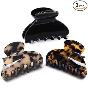 Medium Claw Hair Clips for Women Girls Tortoise Hair Jaw Clips Celluloid Hair Claw Clamps Leopard Print Hair Clasp 3 Pack