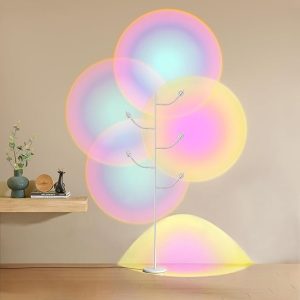 Sunset Lamp, halo projector floor lamp 5 Head Halo Sunset Floor Lamp Gift | Halo Lamp 4000K LED with Replaceable Color Filters Light and Shadow Ambient Mood mood lighting for Bedroom Living Room