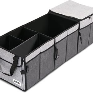 DNA Motoring Trunk Organizer for Car, 90L Large Capacity Foldable Trunk Organizer, Multi Compartment Car Trunk Organizer for Women Men, Grey, TOOLS-00421