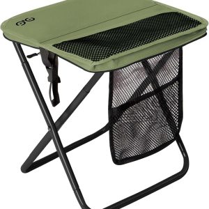 CAMDOOR Portable Collapsible Stool, 16 Inch Folding Stool Supports 400 lbs | Lightweight, Compact, Easy Fold and Unfold, Heavy Duty, 3 Pockets, Shoulder Strap, for Outdoor Camping, Hiking, Fishing