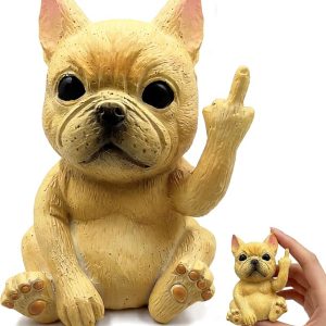 Fun Mini Middle Finger Animal Statue, Resin Garden Figure Animals Decor Statue for Desktop, Office and Car, Funny and Cute Middle Finger Humor Gag Gifts Ornament (Beige Dog)