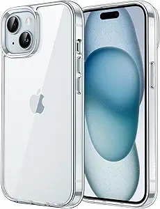 JETech Case for iPhone 15, Anti-Yellowing, Clear | Shockproof Protection, Scratch Resistant Hard PC Back, Durable Transparent TPU Bumper