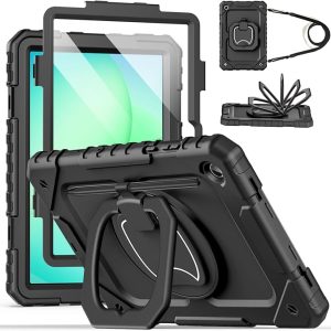 Cantis Case for Samsung Galaxy Tab A11 Plus 11'' 2026 (SM-X230/X236/X238) | Shockproof Case for Tab A11+ with Screen Protector/Rotating Stand/Pen Holder/Shoulder Strap, Black
