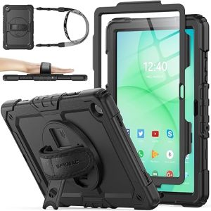 SEYMAC stock Case for Samsung Galaxy Tab A11+ Plus/A9+ Plus 11'', Full-Body Drop Protection Case with Screen Protector Pencil Holder [360° Rotating Hand Strap] &Stand - Black