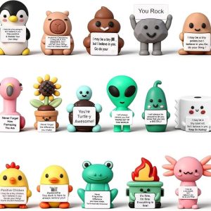 Gejoy 16 Pcs Mini Rubber You Rock Toys Set Mini Rock Figures Positive Gifts Desktop Ornaments and Decorations Inspirational Gifts for Employees, Staff, Teachers, Teams, and Friends (Novel)