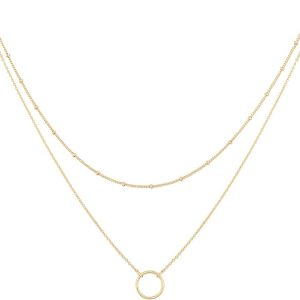 MEVECCO Dainty Pendant Layered Necklaces for Women | 18K Gold Plated Brass, 2-Piece Set With A Choker-Length Upper Layer, Wear Together Or Separately, Refined Everyday Style