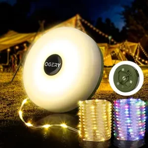 Camping String Lights 4 in 1, 32.8FT Quick Storage 8 Modes Protable | Rechargeable Fairy Tent Lights String , Hanging Waterproof LED Lamp for Outdoor Indoor Patio Awning Decor Camping Essentials