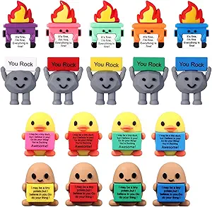 Gejoy 18 Pcs Mini Rubber You Rock Toys Set Mini Rock Figures Positive Gifts Desktop Ornaments and Decorations Inspirational Gifts for Employees, Staff, Teachers, Teams, and Friends