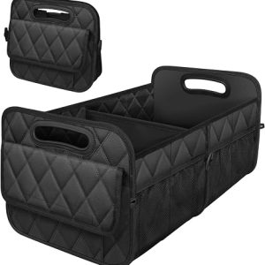 Deosk Car Trunk Organizer for SUV, Car Organizers and Storage with Reinforced Handles, Car Accessories for Women/Men 50LWaterproof Polyester Trunk Organizer, Black