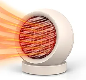 Coolfor Space Heater,PTC Ceramic/Portable Electric Desktop Heater High Output Desktop Heater for Home Bedroom Office Desk Indoor Use(Light Brown) | Energy Efficient PTC. Overheating & Tip-Over Protection. Compact for Bedroom, Office, Indoor Use. Quiet & Fast Heating