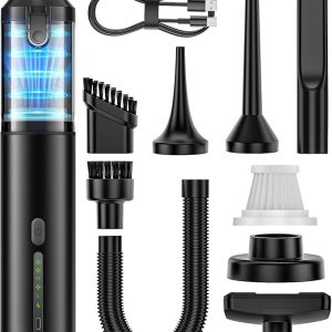 Car Vacuum Portable Cordless Handheld Vacuum Cleaner 4-in-1 Mini Cordless Vacuum with 2 Suction Modes and 16800pa Suction Power Blowing & Inflating 2 Modes Handheld Vacuum for Car, Desk, Keyboards
