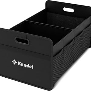 K KNODEL Foldable Trunk Storage Organizer for Car and Suv (Small, Black) | Collapsible Car Storage Organizer, Car Organizers and Storage for Sedan, Cargo Organizer, Car Bin, Basket,Bag, Organization