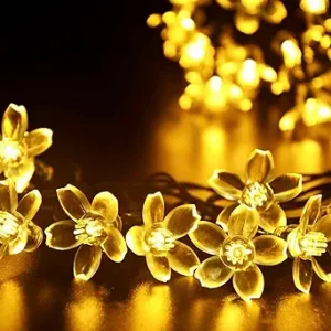33ft 100 LED Plug in Glow Warm Fairy Flower String Lights Christmas Decor | Connectable Twinkle Cherry Blossom Clear Petal for Bedroom, Wall, Garden, Tree, Easter, Birthday Party Indoor Outdoor Decor