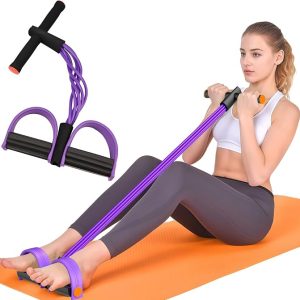 Pedal Resistance Band with Handles, 6-Tubes Natural Rubber Exercise Bands | Upgrade Foot Pedal Resistance Bands for Working Out, Multifunction Fitness Equipment for Abdomen, Waist, Arm, Leg, Pilates
