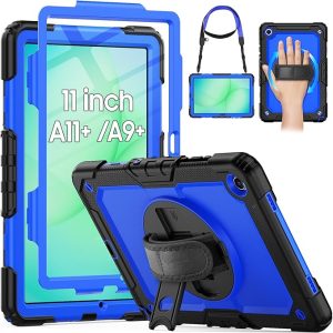HXCASEAC Case for Samsung Galaxy Tab A11+ Plus /A9+ 11 Inch, Protective with Screen Protector/Hand Strap/Pen Holder, Shockproof Samsung A11 Plus Tablet Case Kids 5G, SM-X230 SM-X236 SM-X238U - Blue