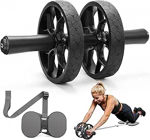 VINSGUIR Ab Roller Wheel for Beginners to Pros, Ab Roller with Adjustable & Detachable Resistance Band, Core Workout Equipment for Home Gym, Abdominal Wheel with Exercise Guide and Knee Pad, Men Women