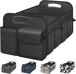 Car Trunk Organizer with Large Capacity Waterproof Car Accessories for Women & Men, Collapsible Trunk Organizer for Suv/Jeep/Sedan,Tools (Black, Standard)