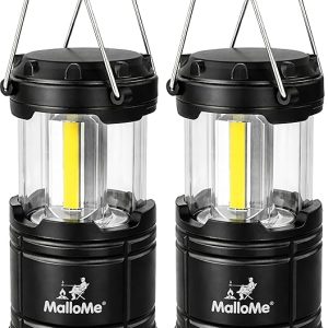 MalloMe Camping Lights Lantern Flashlights, Battery Powered Operated Lamp Lanterns for Power Outages, Camping Essentials Solar and Rechargeable Options for Outdoor, Home, Emergency, Hurricane Survival