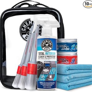 Chemical Guys, 10-Piece Interior Cleaning Kit, Cleaner, Brushes, Gel & Bag | Reaches vents, seams and screens most sprays miss, a complete set to detail every surface, and a solid gift